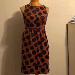 Maeve dress. Dark orange with large very dark blue spots. Size 0.
